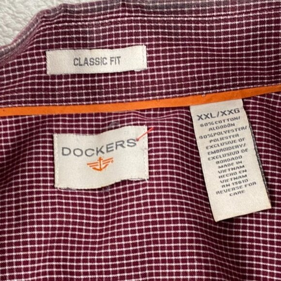Dockers Men's Shirt XXL Classic Fit Long Sleeve Checkered Cotton & Polyester - Picture 5 of 9